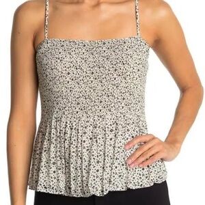 Lush printed pleated spaghetti strap cami